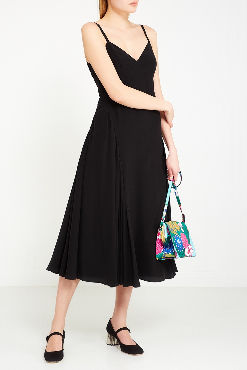 фото Черное шелковое платье-комбинация prada