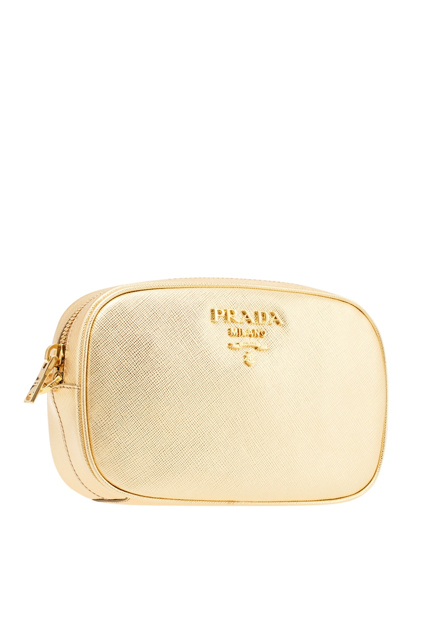 фото Поясная сумка из золотистой сафьяновой кожи Prada