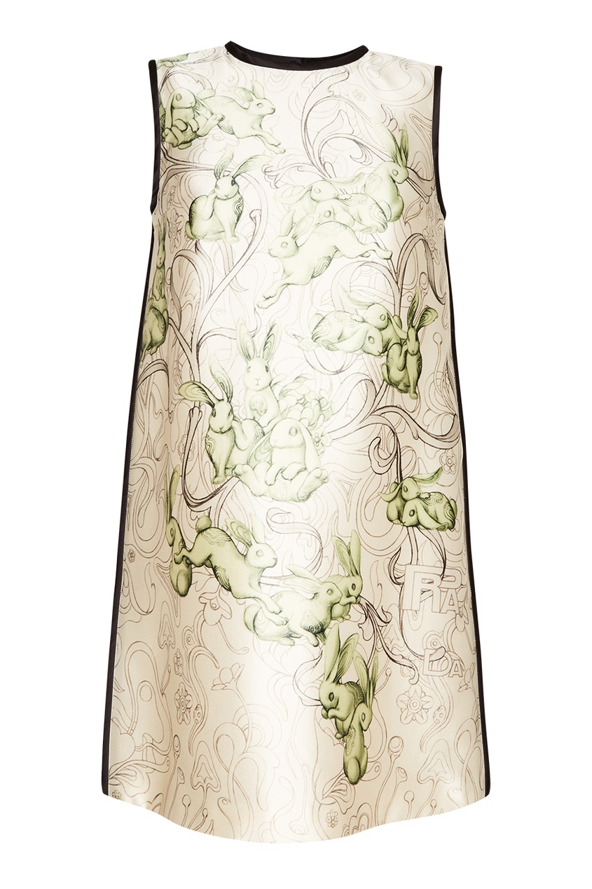фото Шелковое платье с принтом prada
