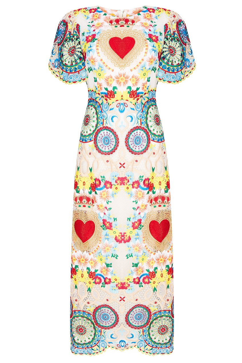 фото Платье-миди с разноцветной вышивкой dolce&gabbana