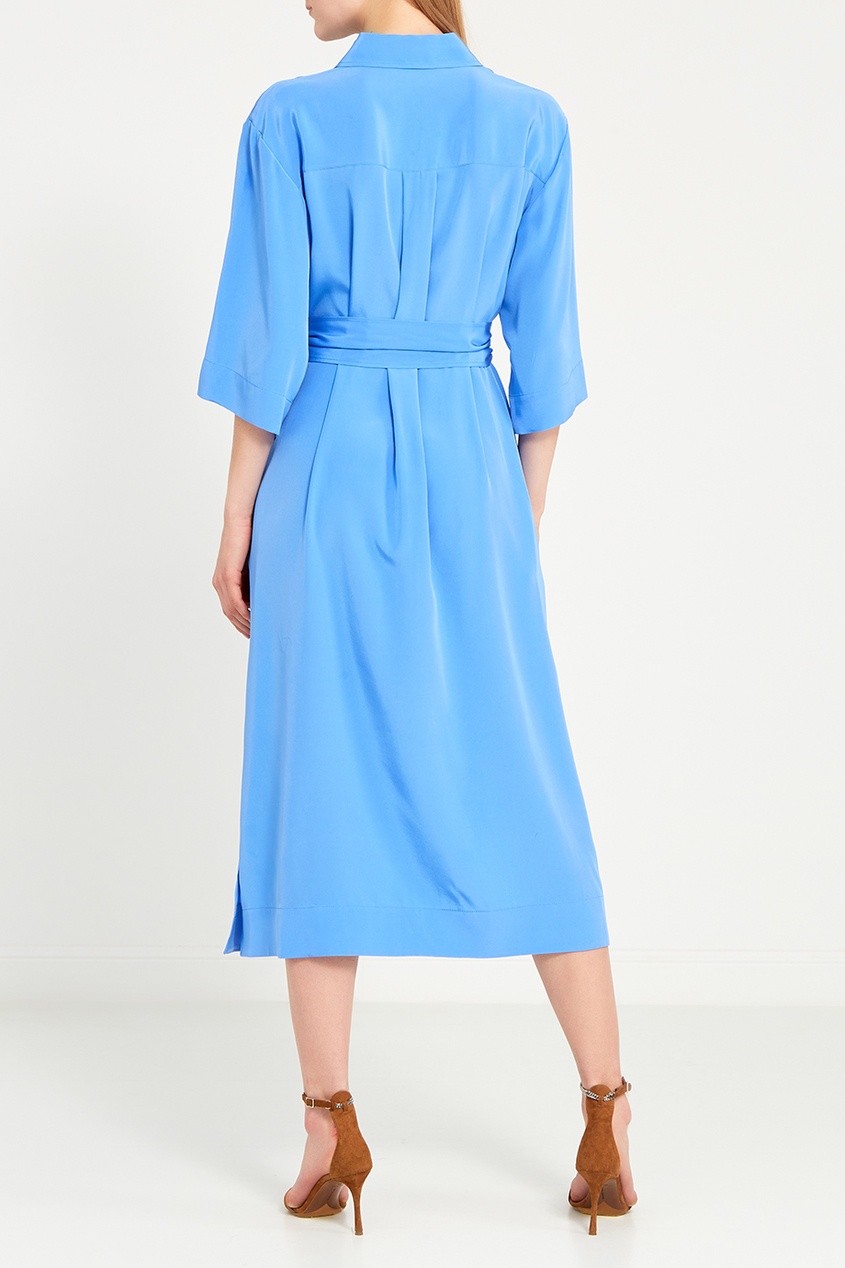 фото Голубое платье-рубашка из шелка Diane von furstenberg