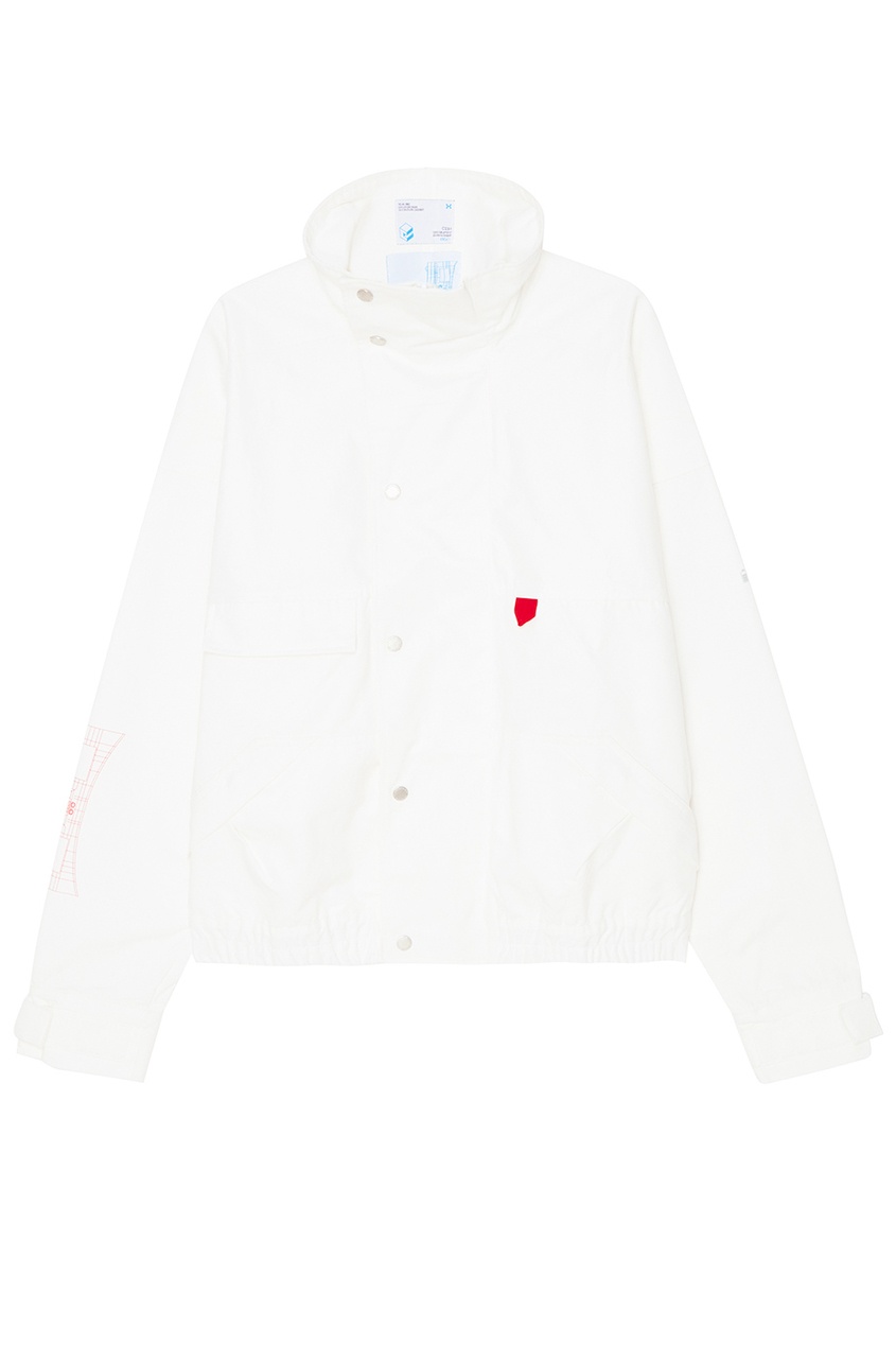 фото Белая хлопковая куртка с принтом c2h4