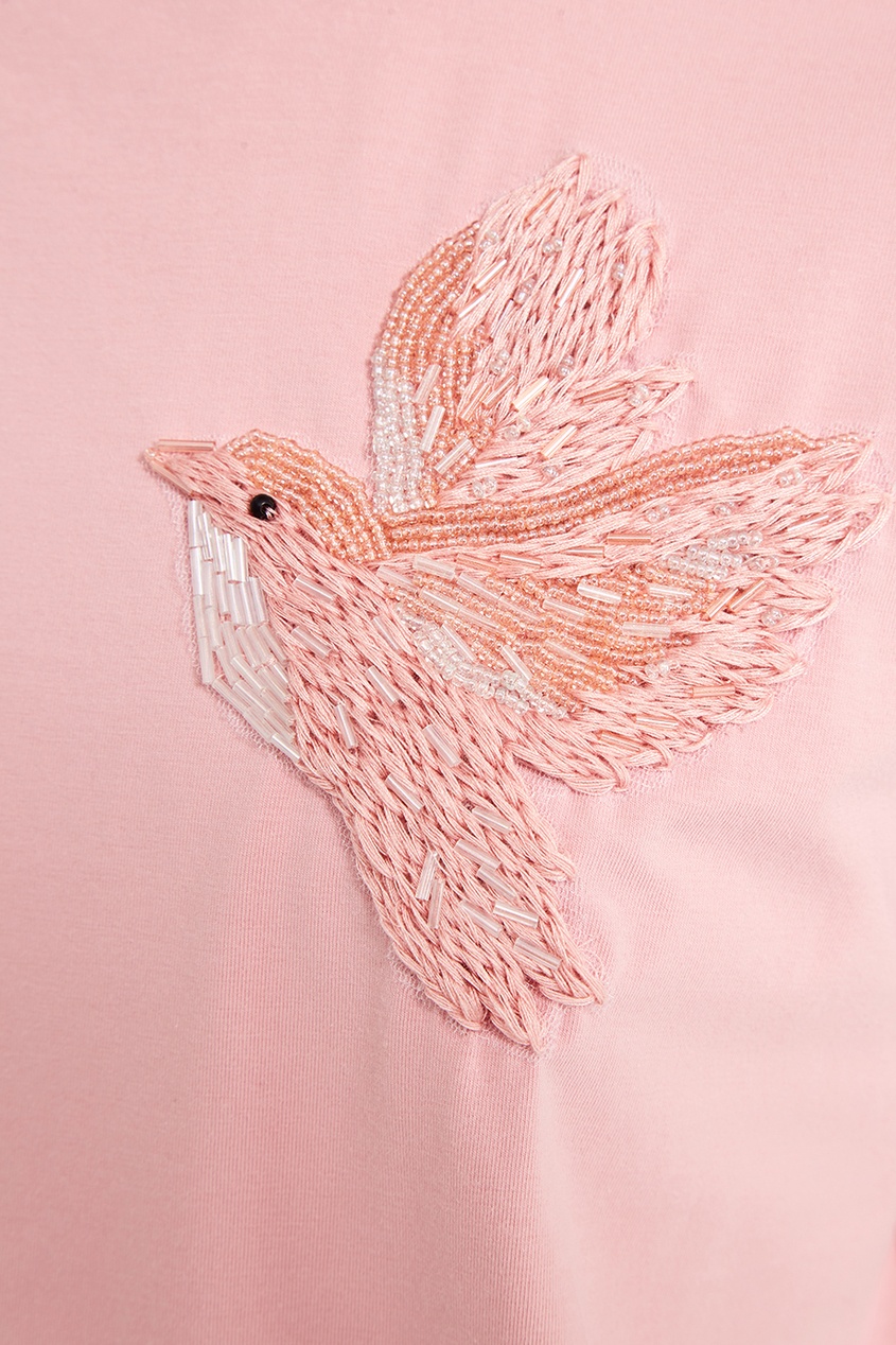 фото Розовая футболка с вышитой птицей akhmadullina dreams