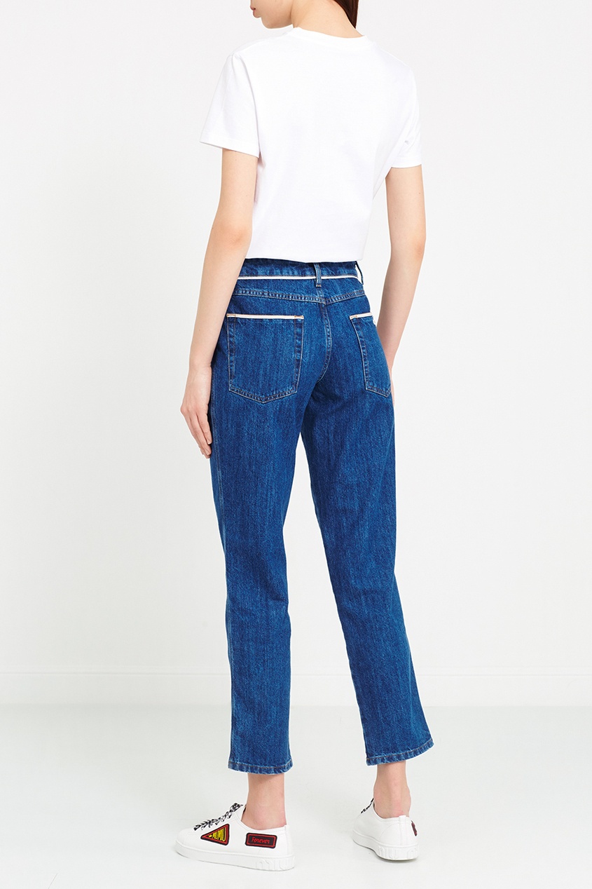 фото Зауженные джинсы с контрастной отделкой miu miu