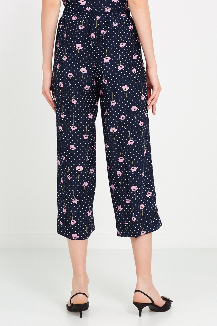 фото Шелковые брюки с цветочным принтом Miu miu