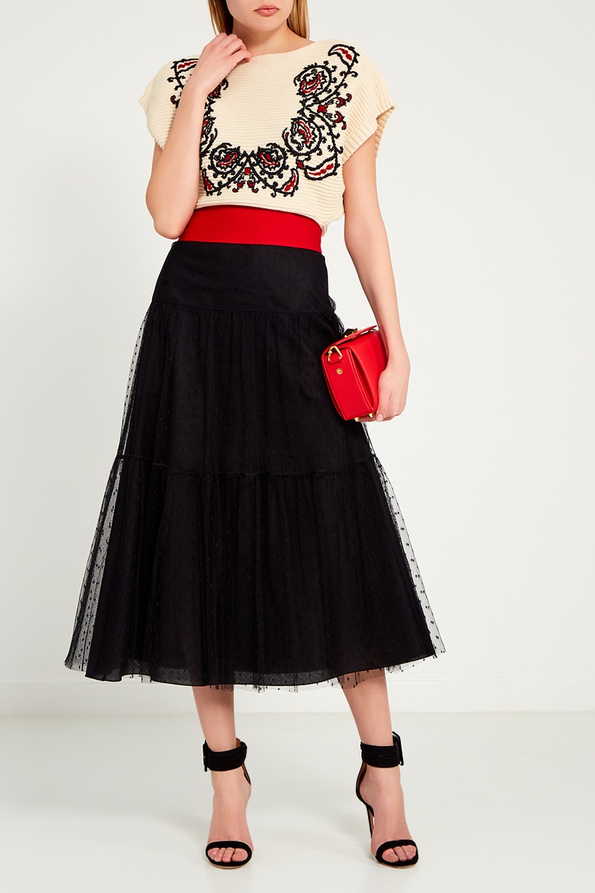фото Черная юбка из сетки Red valentino