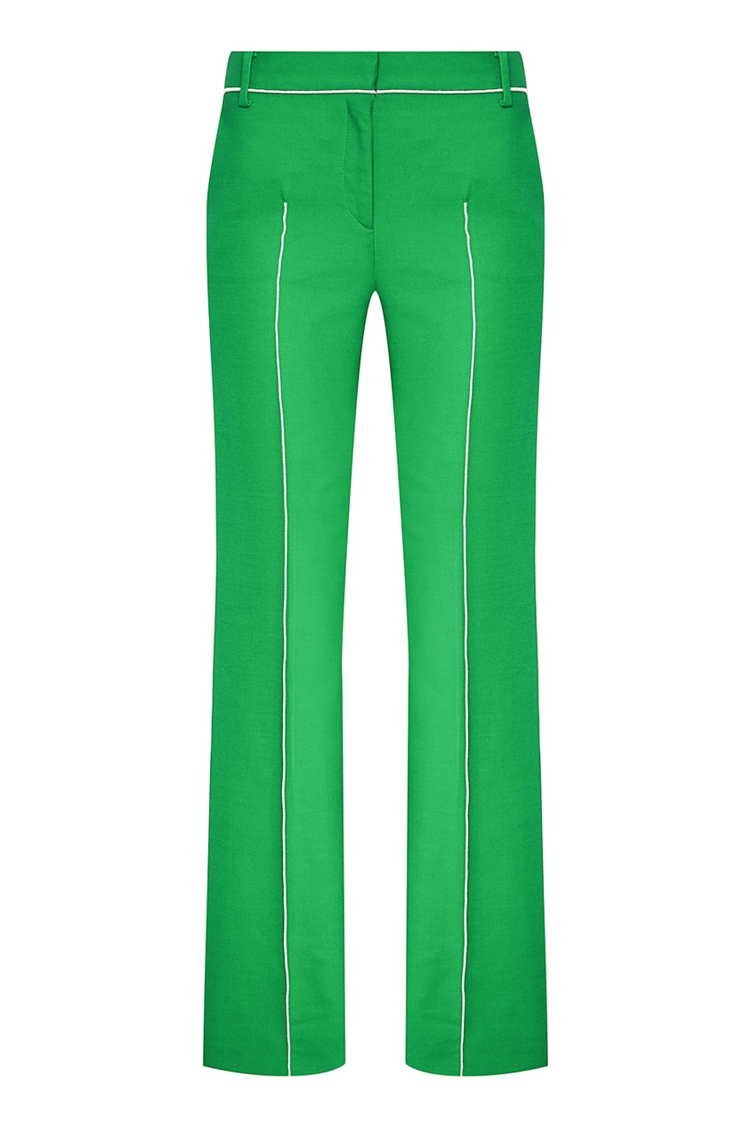Зеленые хлопковые брюки с окантовками