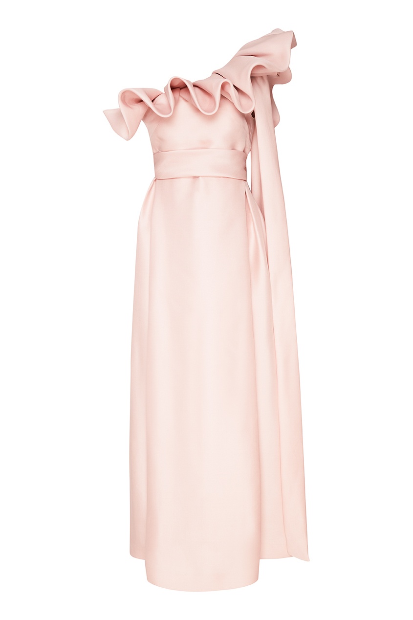 фото Платье из шелка с воланом на плече valentino