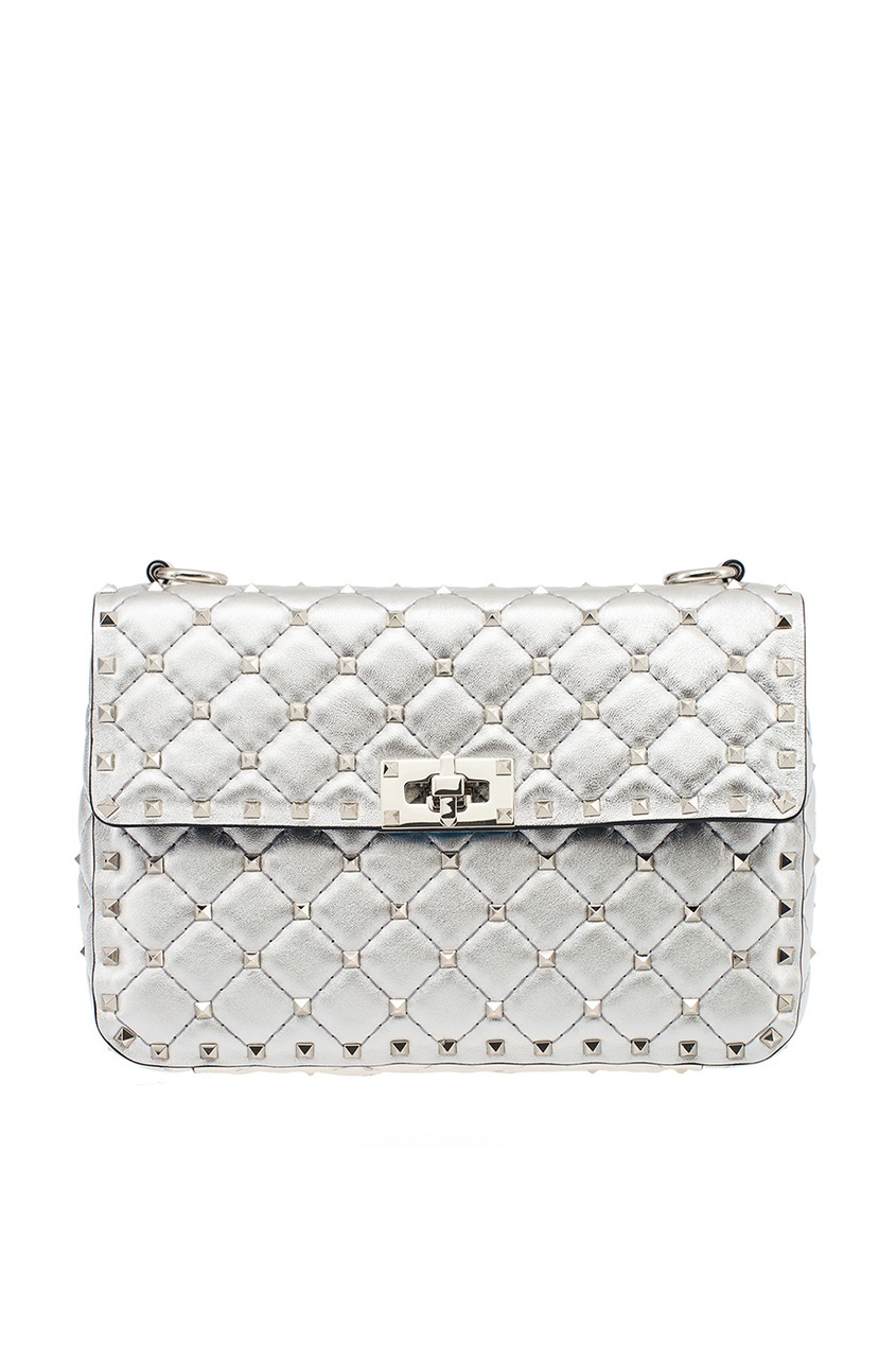 

Серебристая сумка с заклепками Rockstud Spike Valentino Garavani, Серебряный, Серебристая сумка с заклепками Rockstud Spike Valentino Garavani