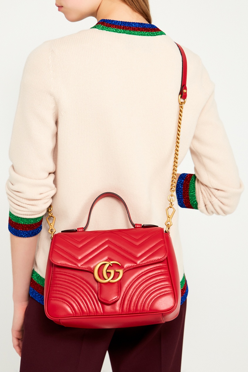 фото Красная кожаная сумка GG Marmont Gucci