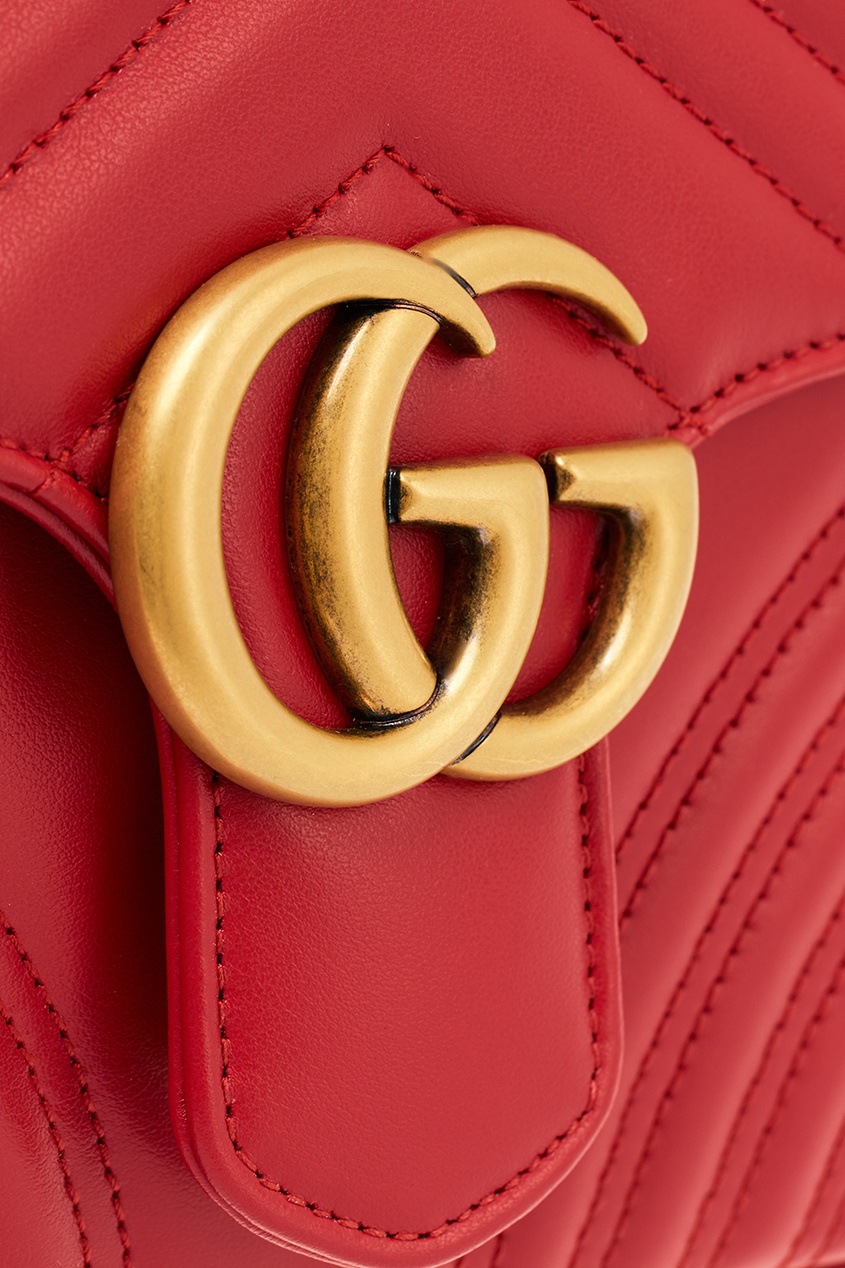 фото Красная кожаная сумка GG Marmont Gucci