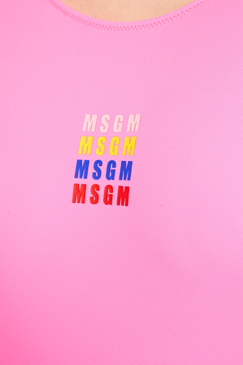 фото Слитный розовый купальник с логотипами msgm