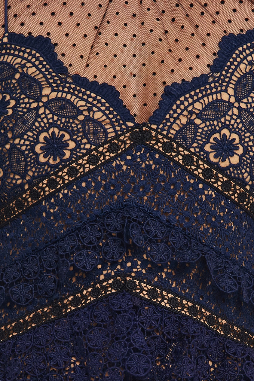 фото Синее кружевное платье Self-portrait