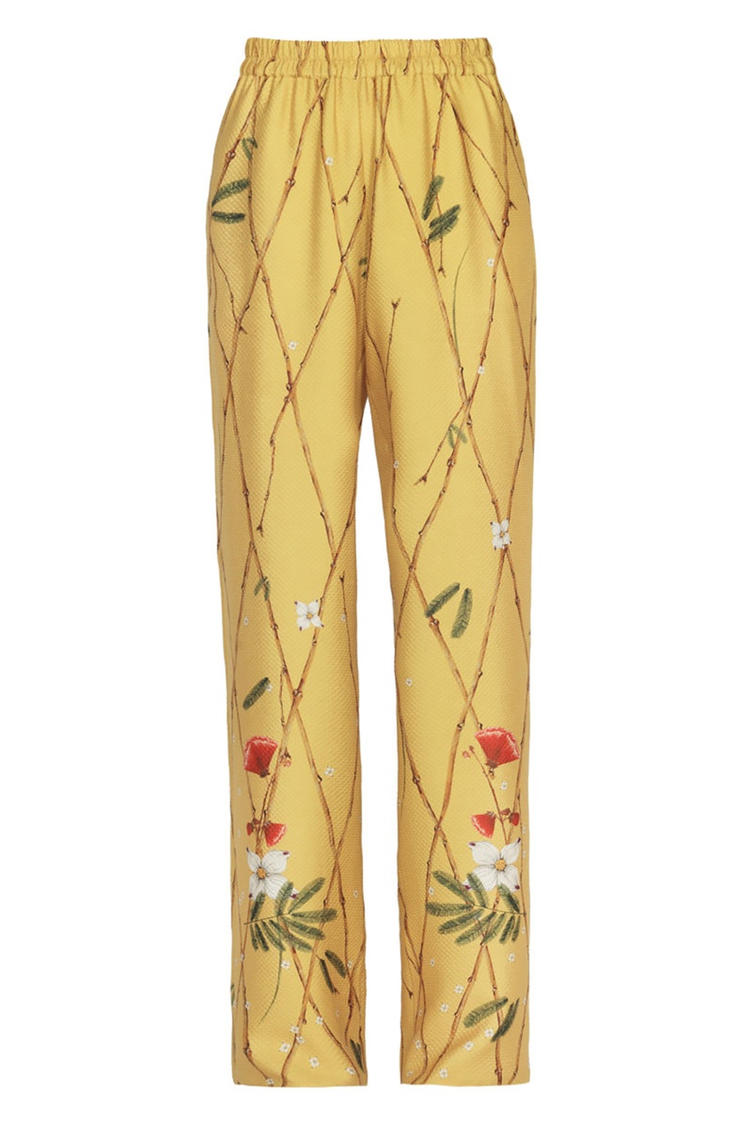 фото Желтые брюки из шелка с принтом alena akhmadullina