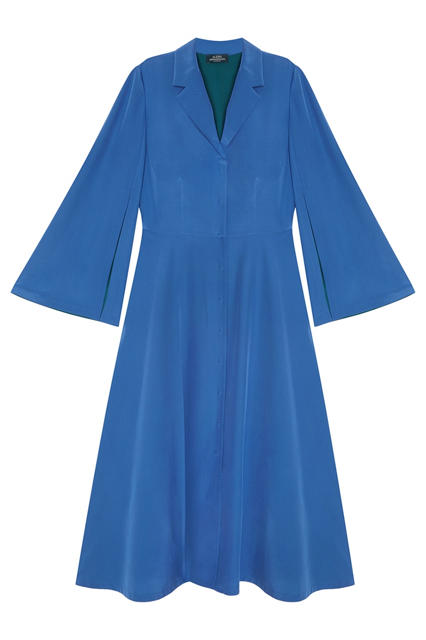 фото Платье-рубашка из синего шелка alena akhmadullina