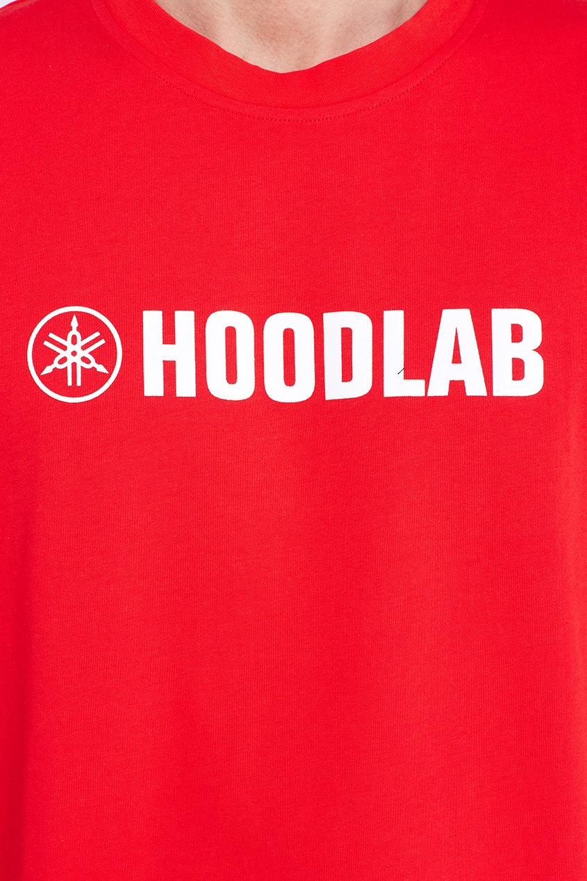 фото Красная хлопковая футболка с логотипом hoodlab