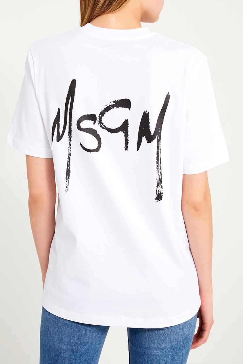 фото Белая хлопковая футболка Msgm