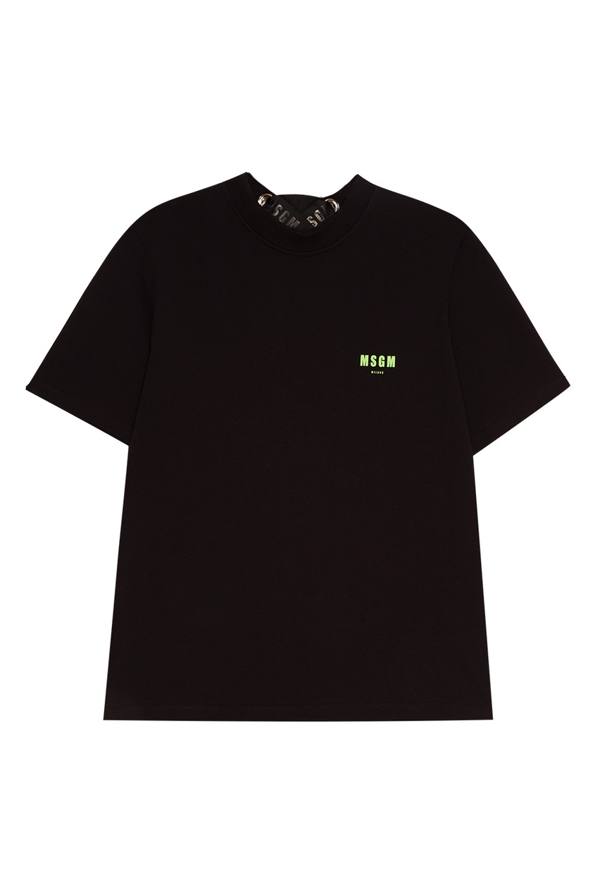 фото Черная хлопковая футболка с логотипом Msgm