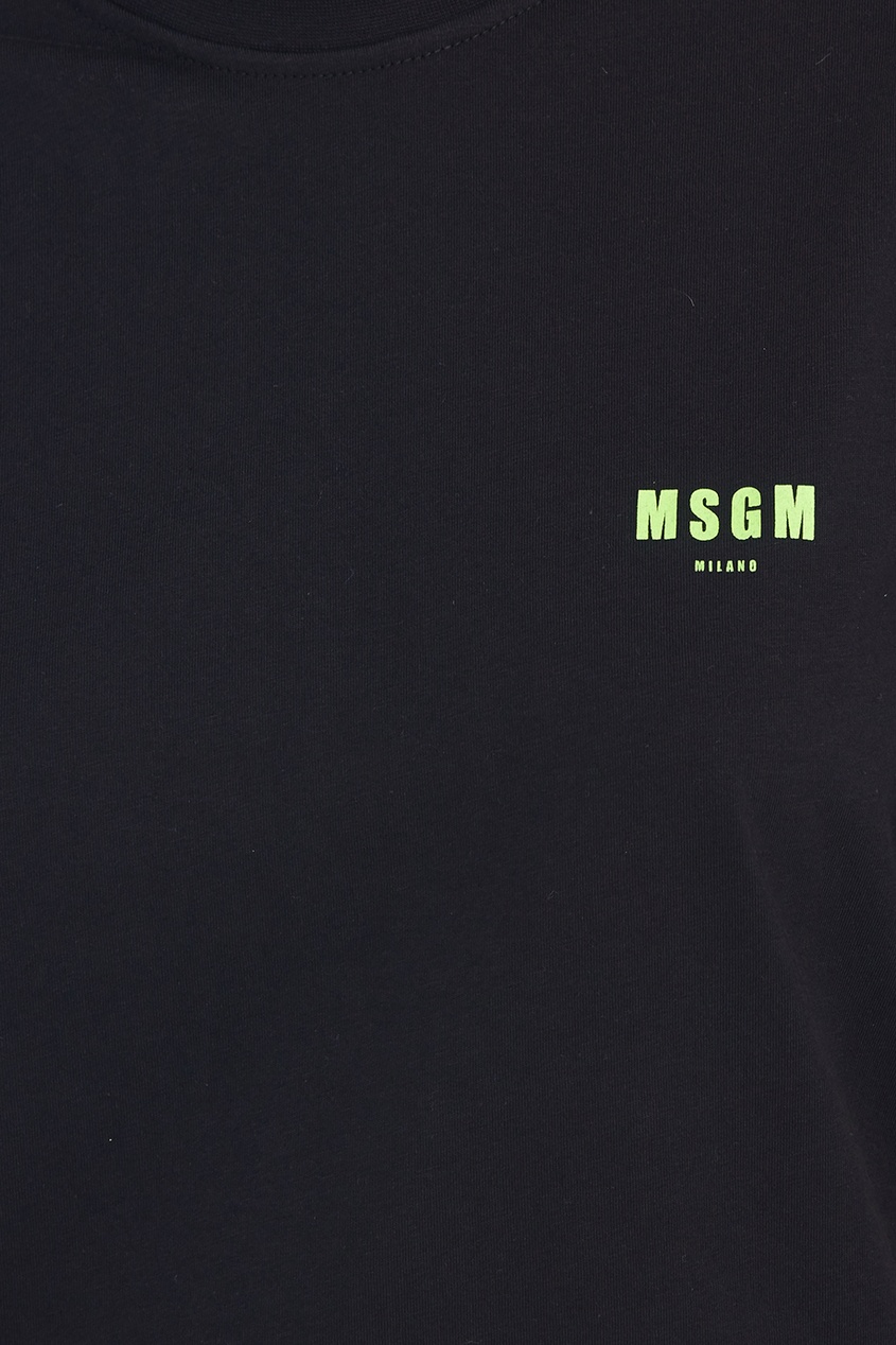 фото Черная хлопковая футболка с логотипом Msgm