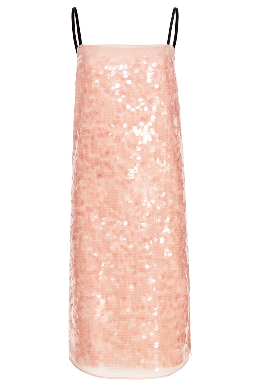 фото Розовое платье-мини из шелка с пайетками no.21
