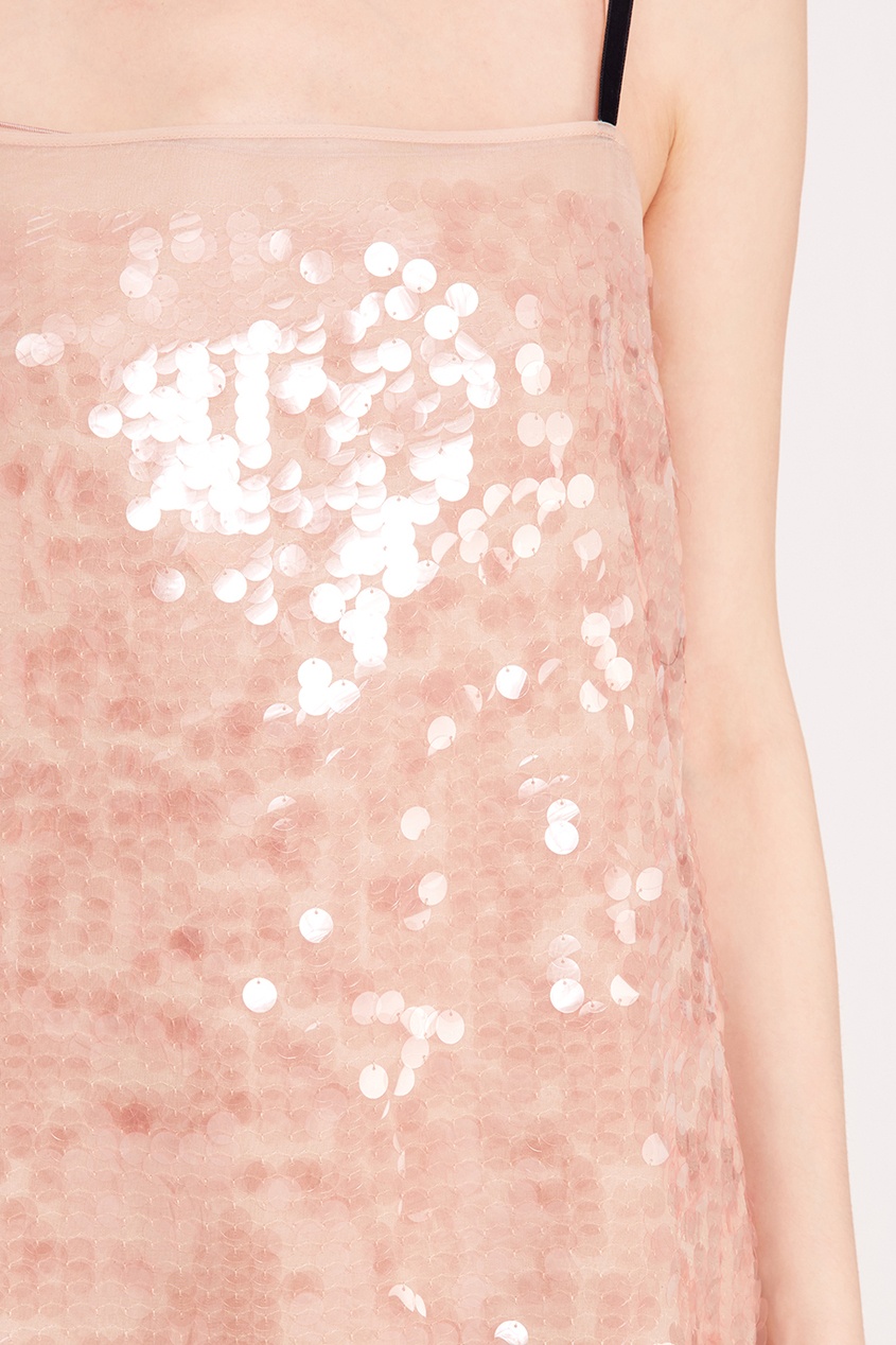 фото Розовое платье-мини из шелка с пайетками no.21