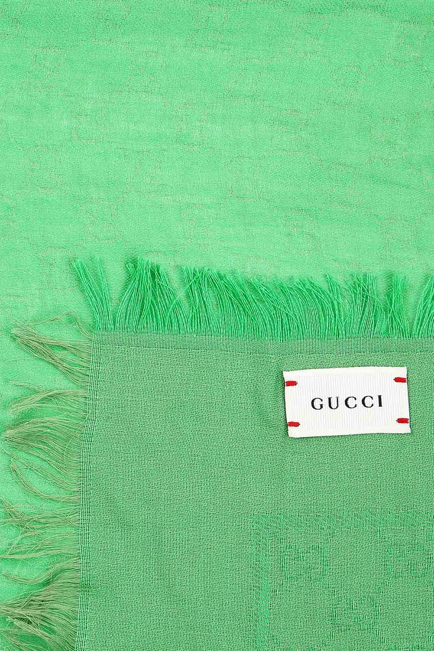 фото Зеленый платок с рельефным узором gucci