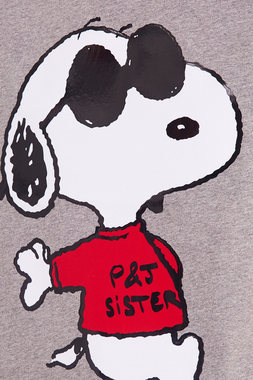 фото Серая меланжевая футболка с принтом paul & joe sister