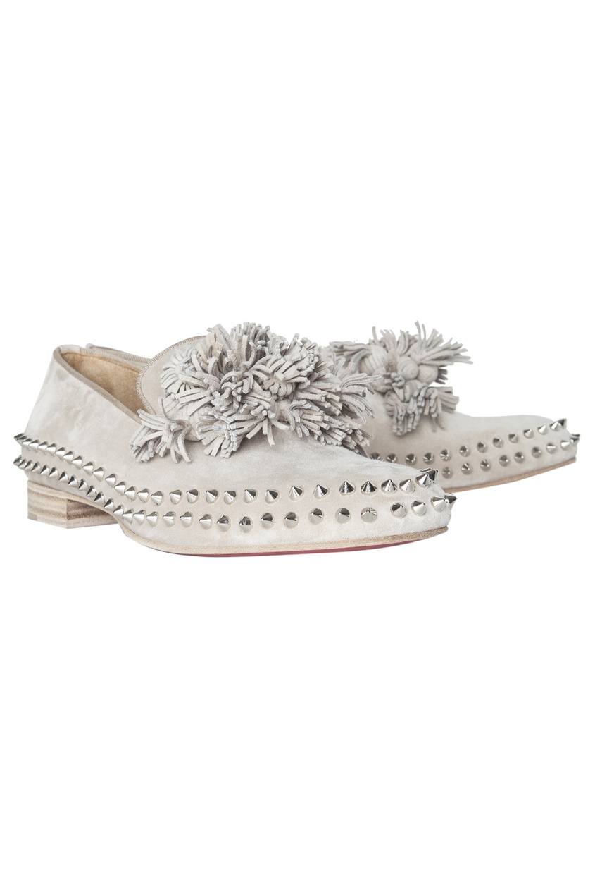 фото Кожаные ботинки Tassel Spikes Flat Veau Velours Christian louboutin