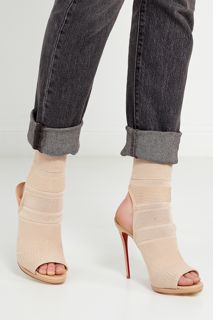 Текстильные бежевые ботильоны Cheminene 120