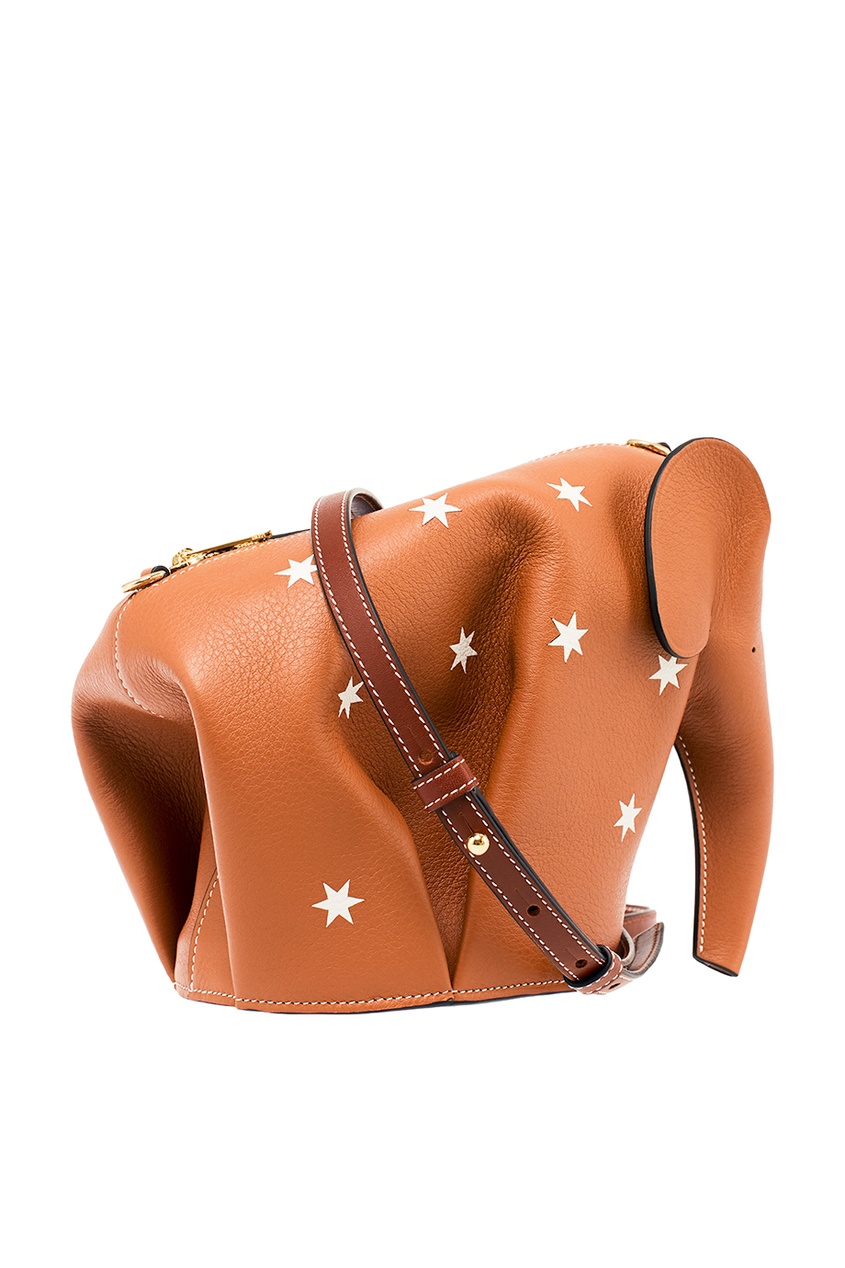 Сумка из коричневой кожи со звездами Elephant