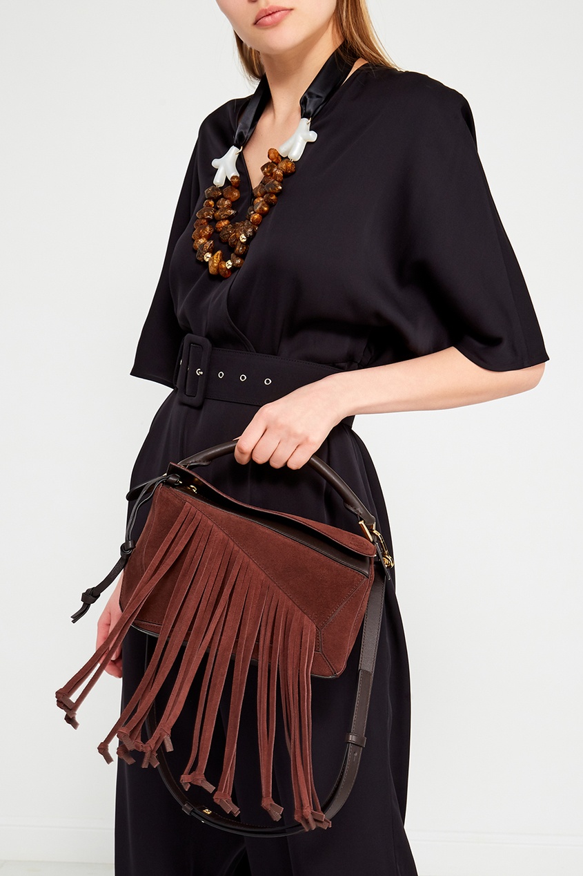 Коричневая сумка из замши Puzzle