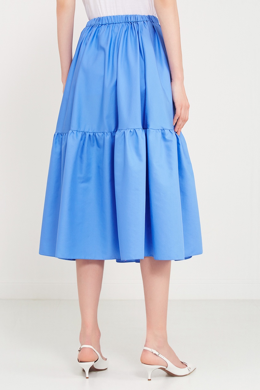 фото Синяя хлопковая юбка с воланом stella mccartney