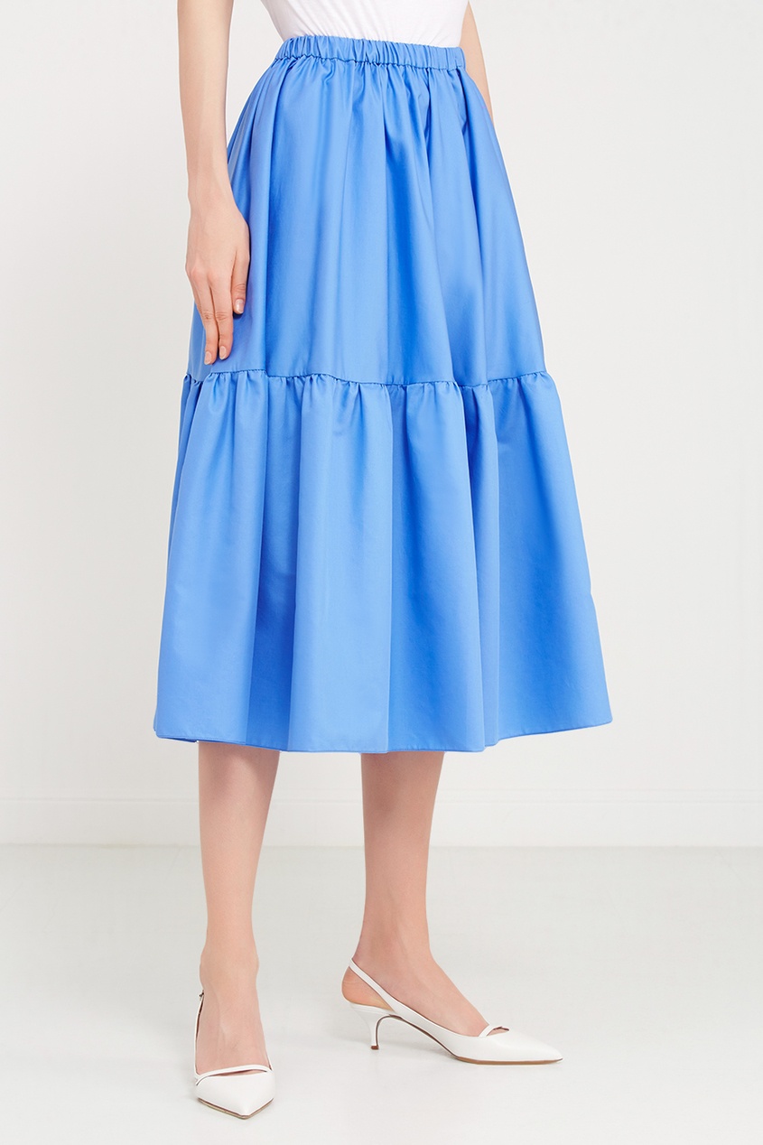 фото Синяя хлопковая юбка с воланом stella mccartney