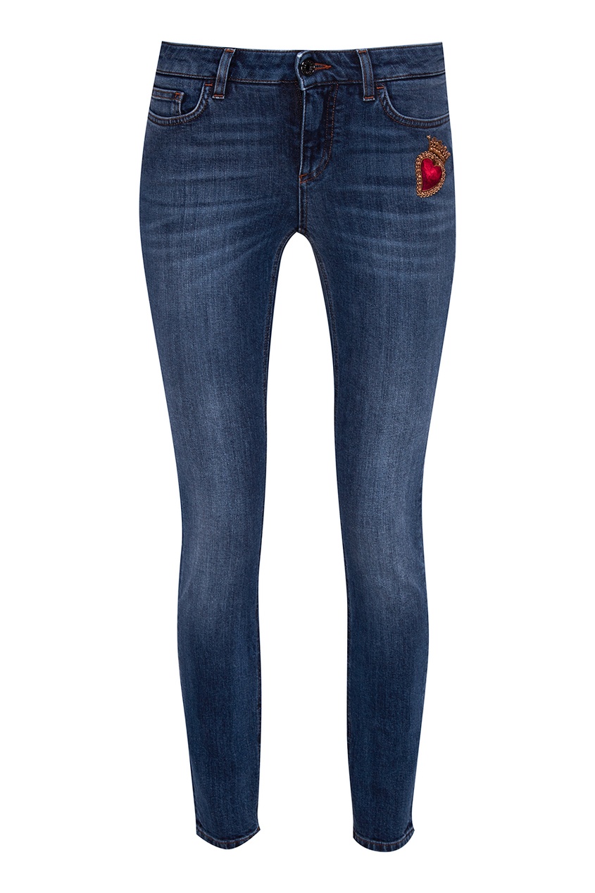 фото Синие джинсы с объемной аппликацией dolce&gabbana