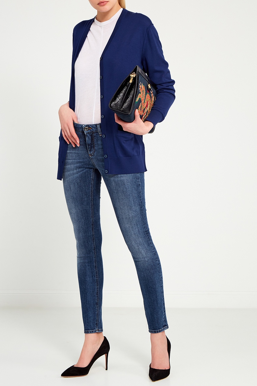 фото Синие джинсы с объемной аппликацией dolce&gabbana
