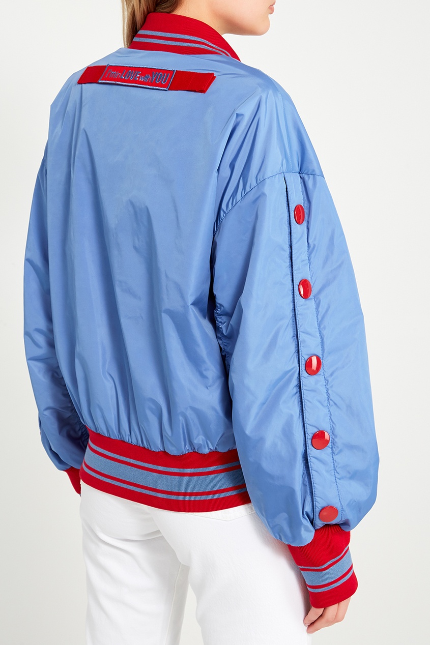фото Голубая куртка-бомбер с логотипом Dolce&gabbana