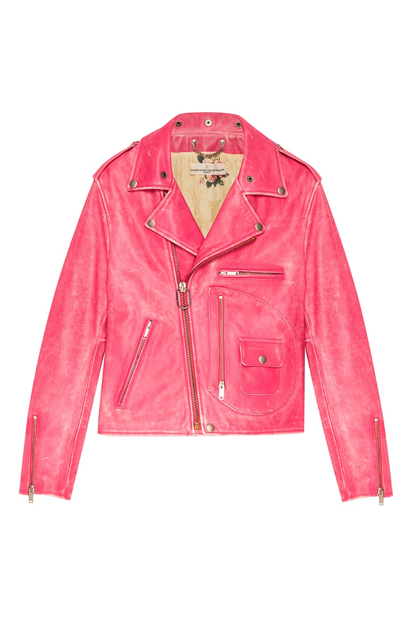 фото Розовая куртка из потертой кожи golden goose deluxe brand