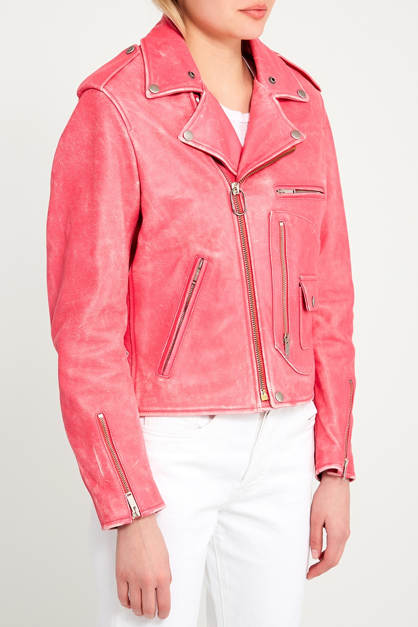 фото Розовая куртка из потертой кожи golden goose deluxe brand