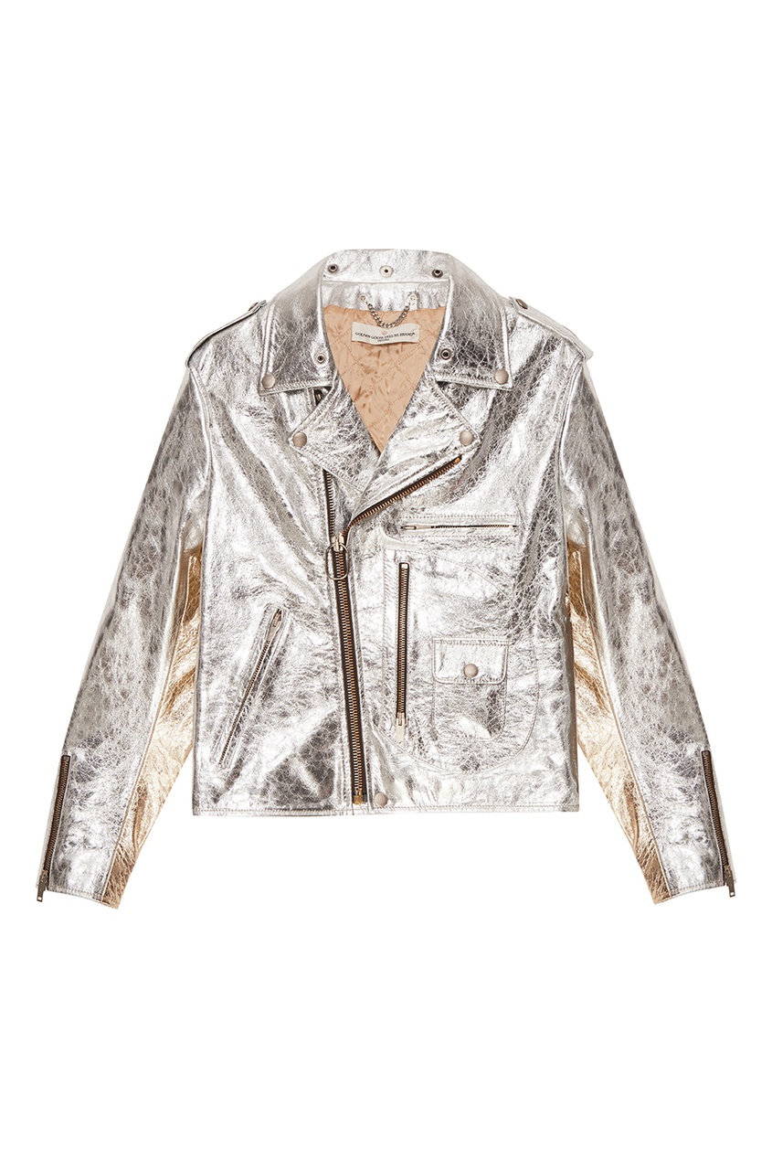 фото Куртка из серебристой кожи golden goose deluxe brand