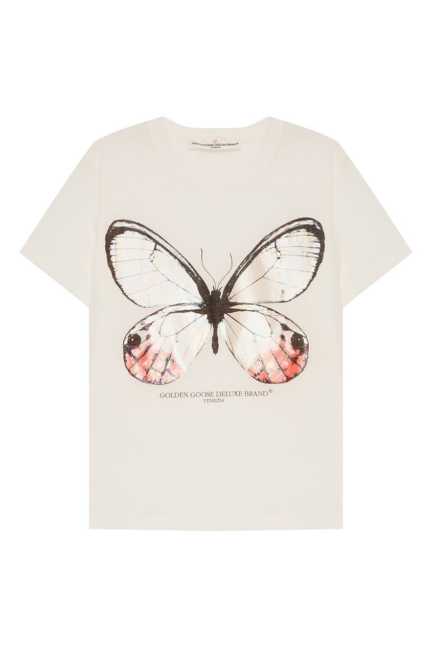 фото Белая футболка с бабочкой golden goose deluxe brand