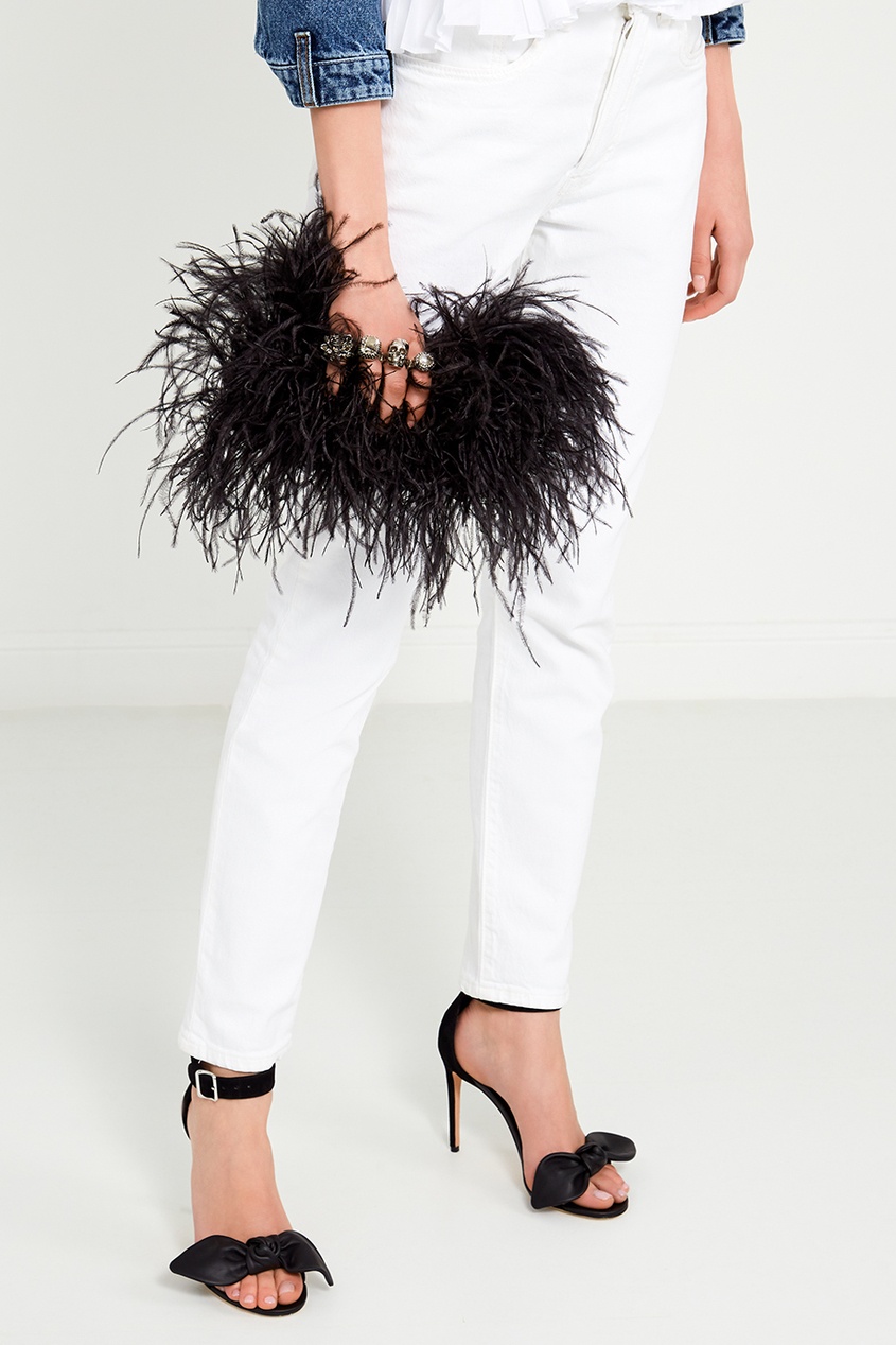 Черный клатч с перьями Knuckle