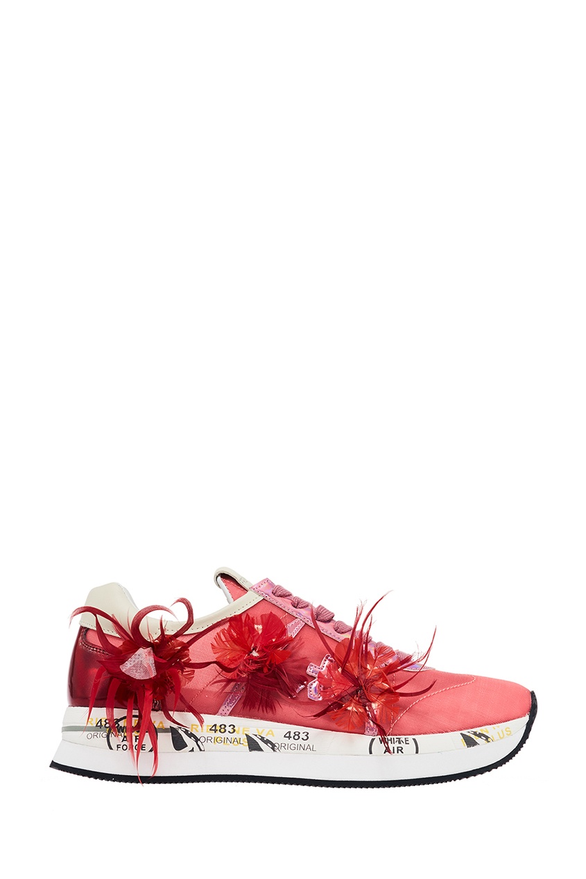 фото Розовые кроссовки с перьями premiata