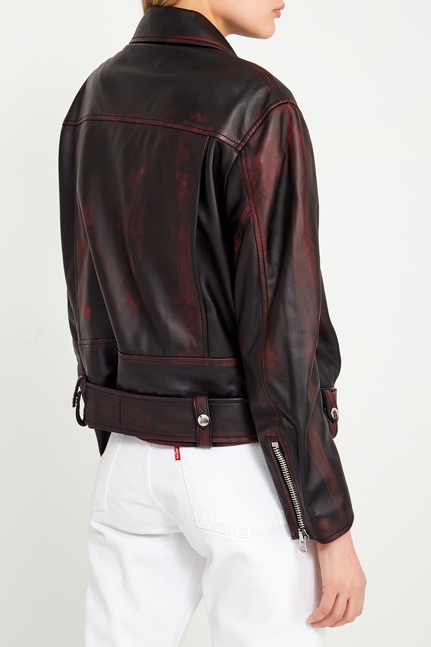 фото Кожаная куртка с красными потертостями merlyn acne studios