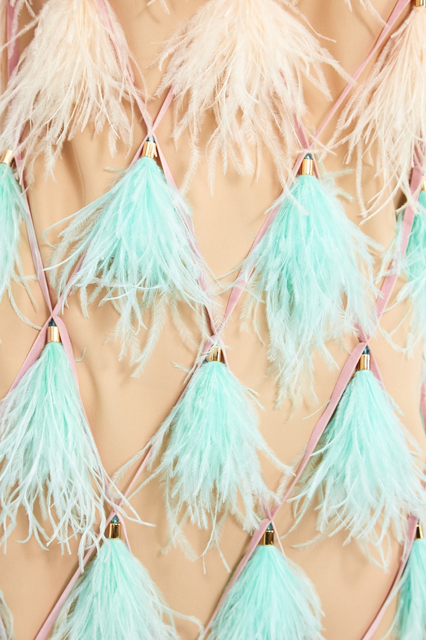 Сарафан "Камелия" с перьями марабу