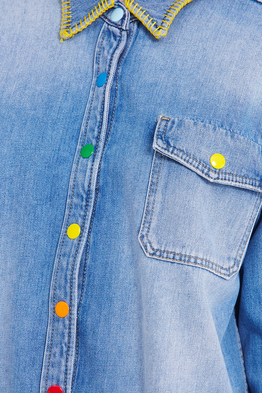 фото Джинсовая рубашка с разноцветными заклепками mira mikati