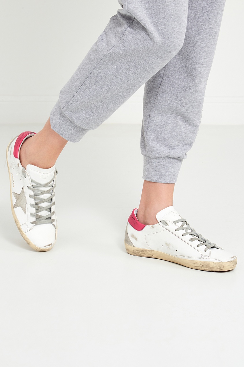 фото Белые кеды с розовой пяткой Superstar Golden goose deluxe brand