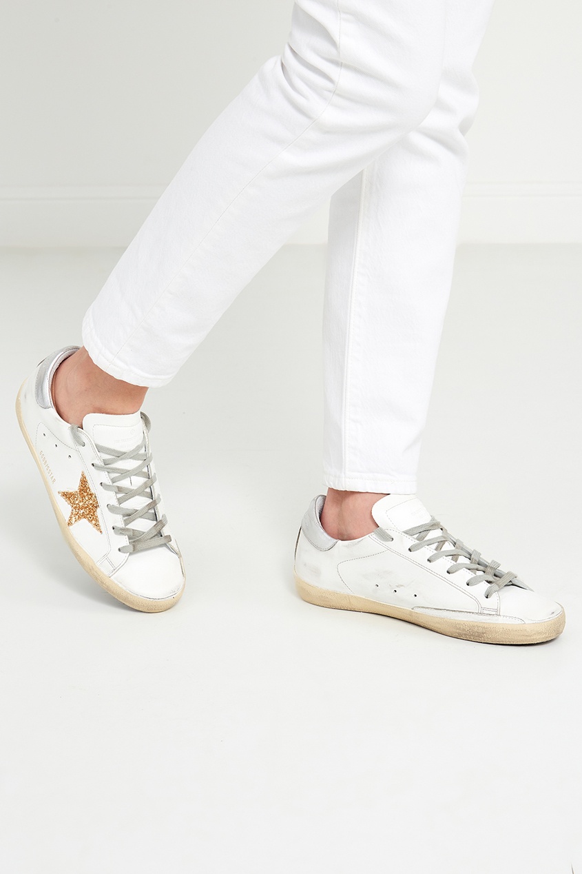 фото Белые кеды с золотистой звездой superstar golden goose deluxe brand