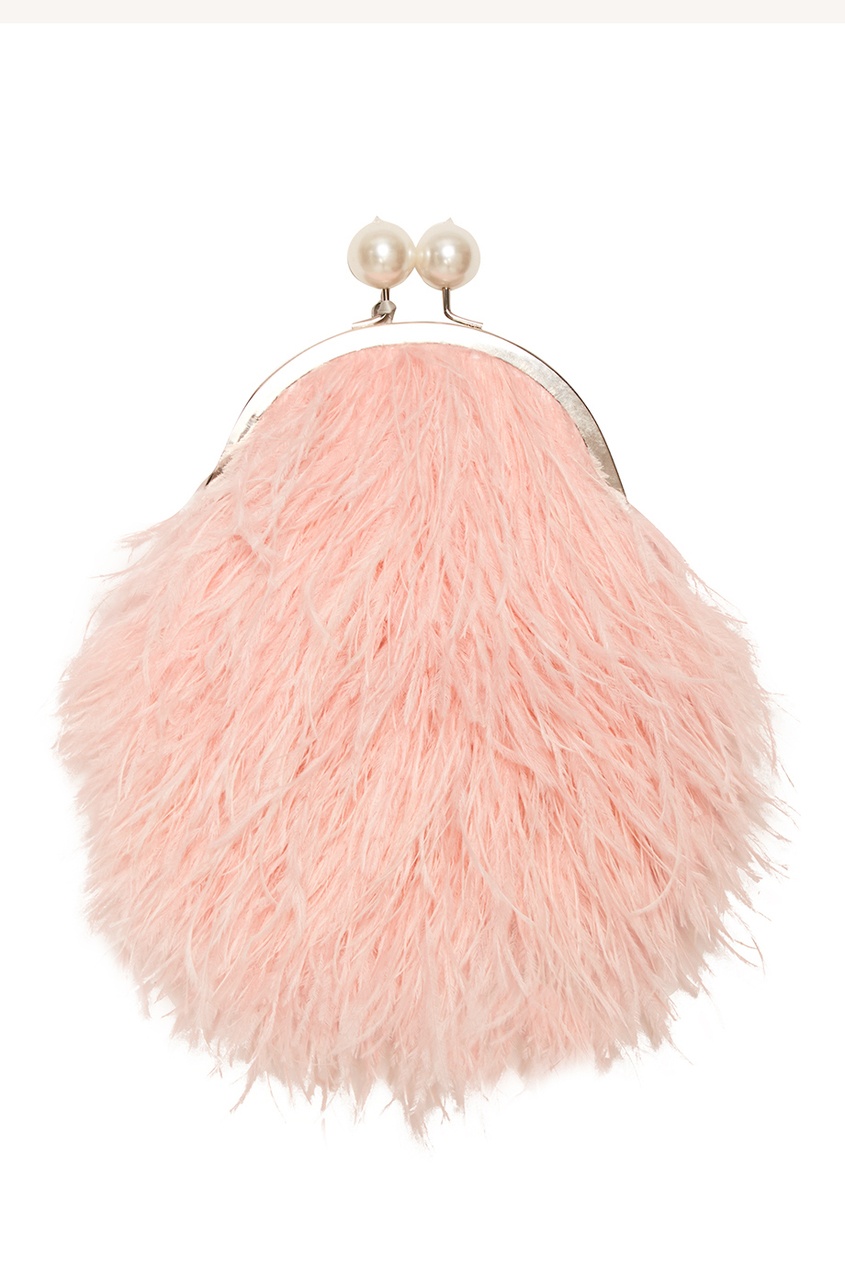 Клатч из розовых перьев марабу Ginger