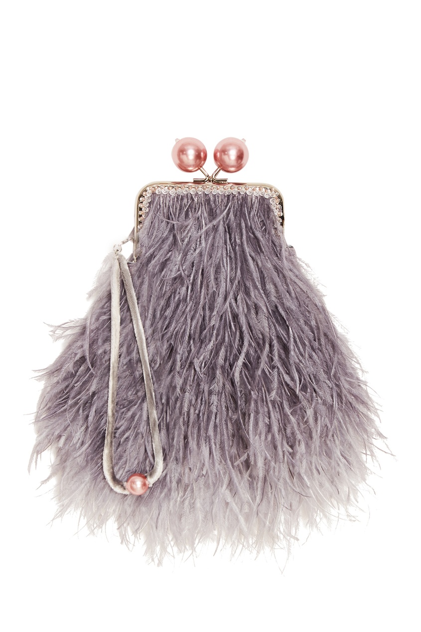 Серый клатч из перьев марабу BabyAnastasia