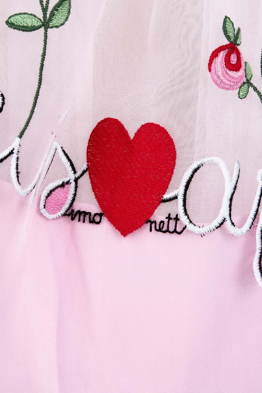 фото Розовое платье с резинкой и вышивкой simonetta mini